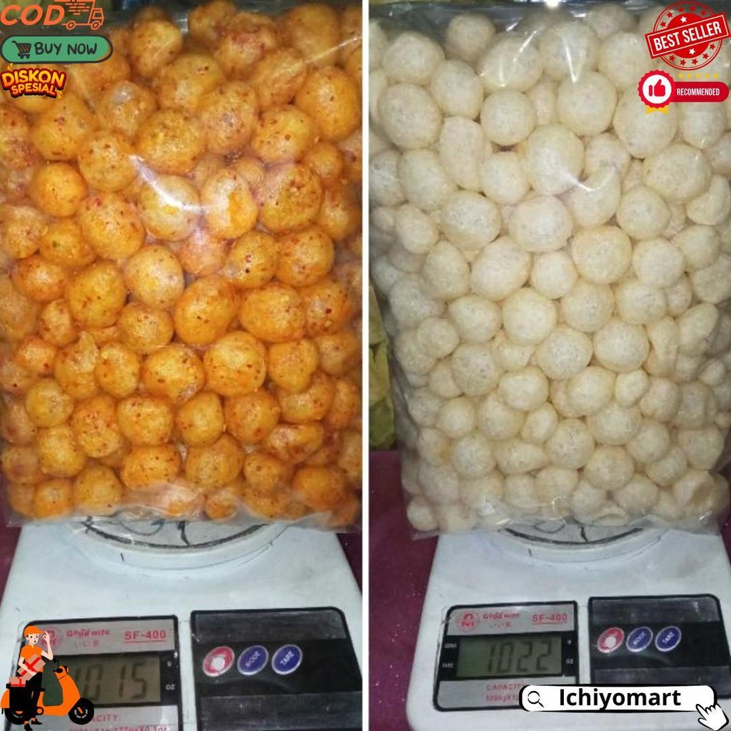

Endog Lewo Emplod Lewo Original & Pedas 1Kg, Cimol Kering Pedas Balado Daun Jeruk, Cemilan Khas Garut. D Promo 3.3