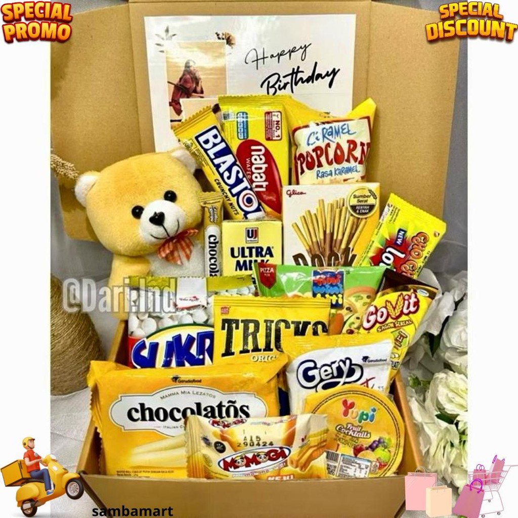 

Snack Box Kado Ulang Tahun / Hampers Snack Murah / Buket Snack / Buket Jajan / Kado Ulang Tahun / Hadiah Ulang Tahun / Hadiah Valentine / Kado Valentine / Kado Anniversary / Hadiah Anniversary / Hadiah Birthday / Hampers Cewek / Kado Natal D Cod