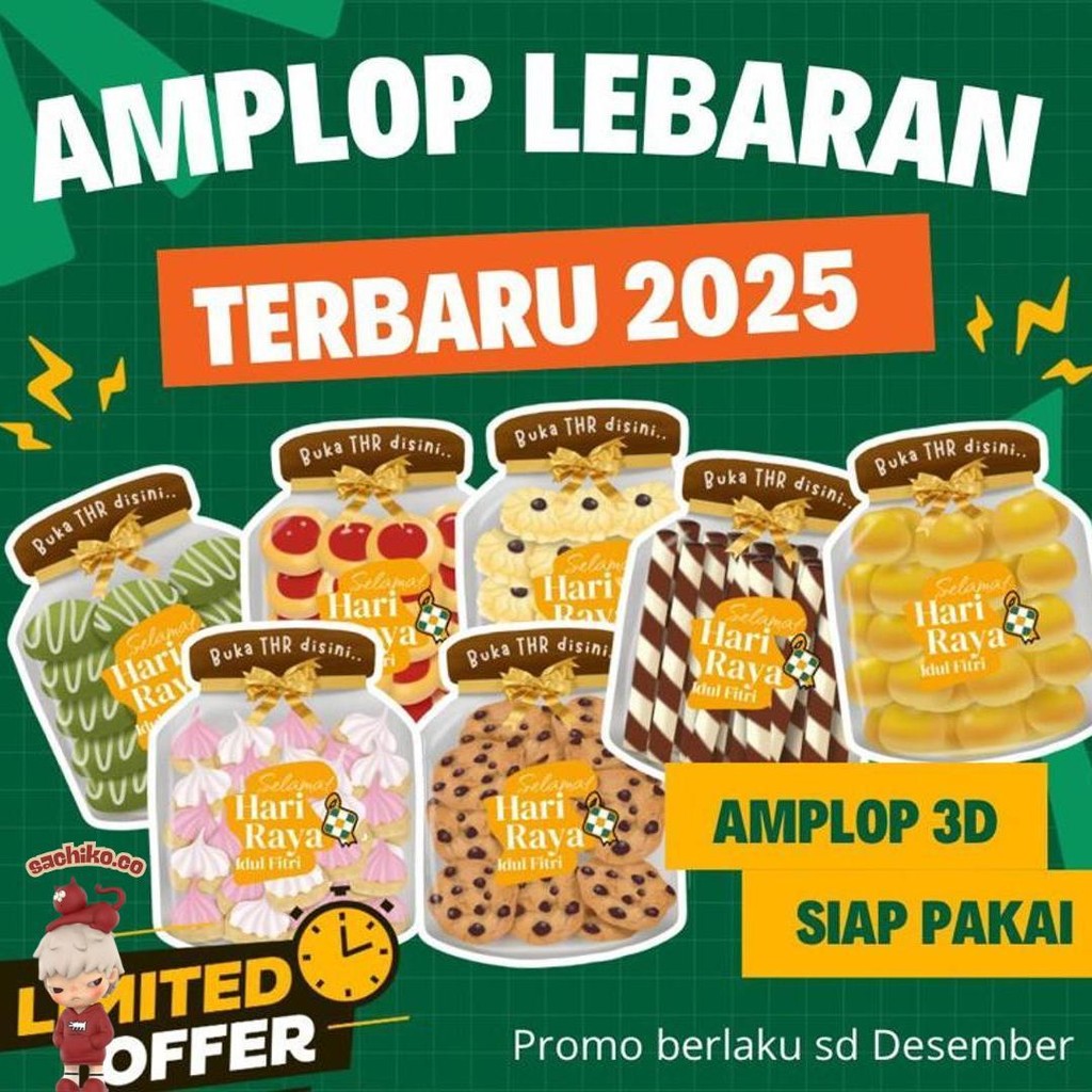 

(Readdy) 10Pcs Amplop Lebaran Toples Snack 3D/Amplop Lebaran Terbaru 2024 Promo