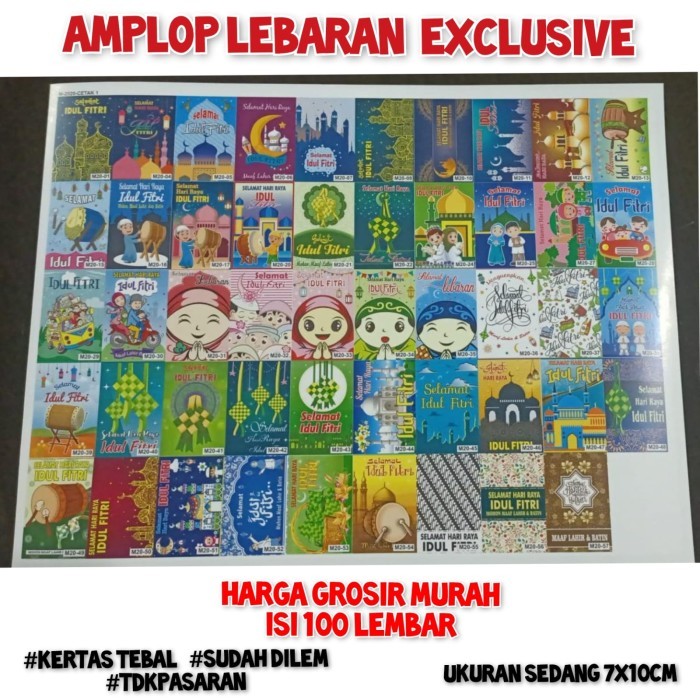 

New! Amplop Lebaran Idul Fitri Isi 100pcs Angpau Ampau Motif Karakter Anak - Random Lebaran
