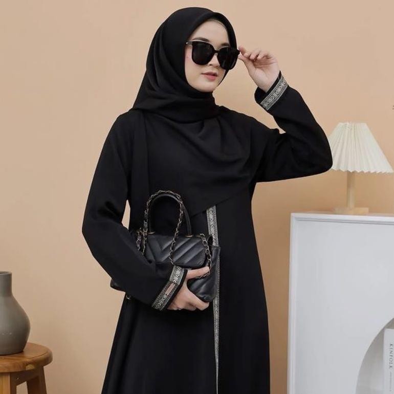 eq-77 Abaya polos hitam casual busui simpel  gamis arab saudi turkey Murah