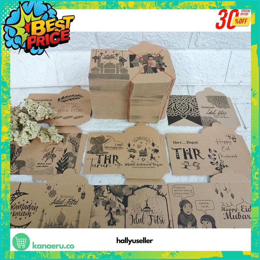 

Angpao Lebaran/Amplop Lebaran Kraf 1Kg Masih Lembaran(Kurlab 500Psc)8 Motif Promo
