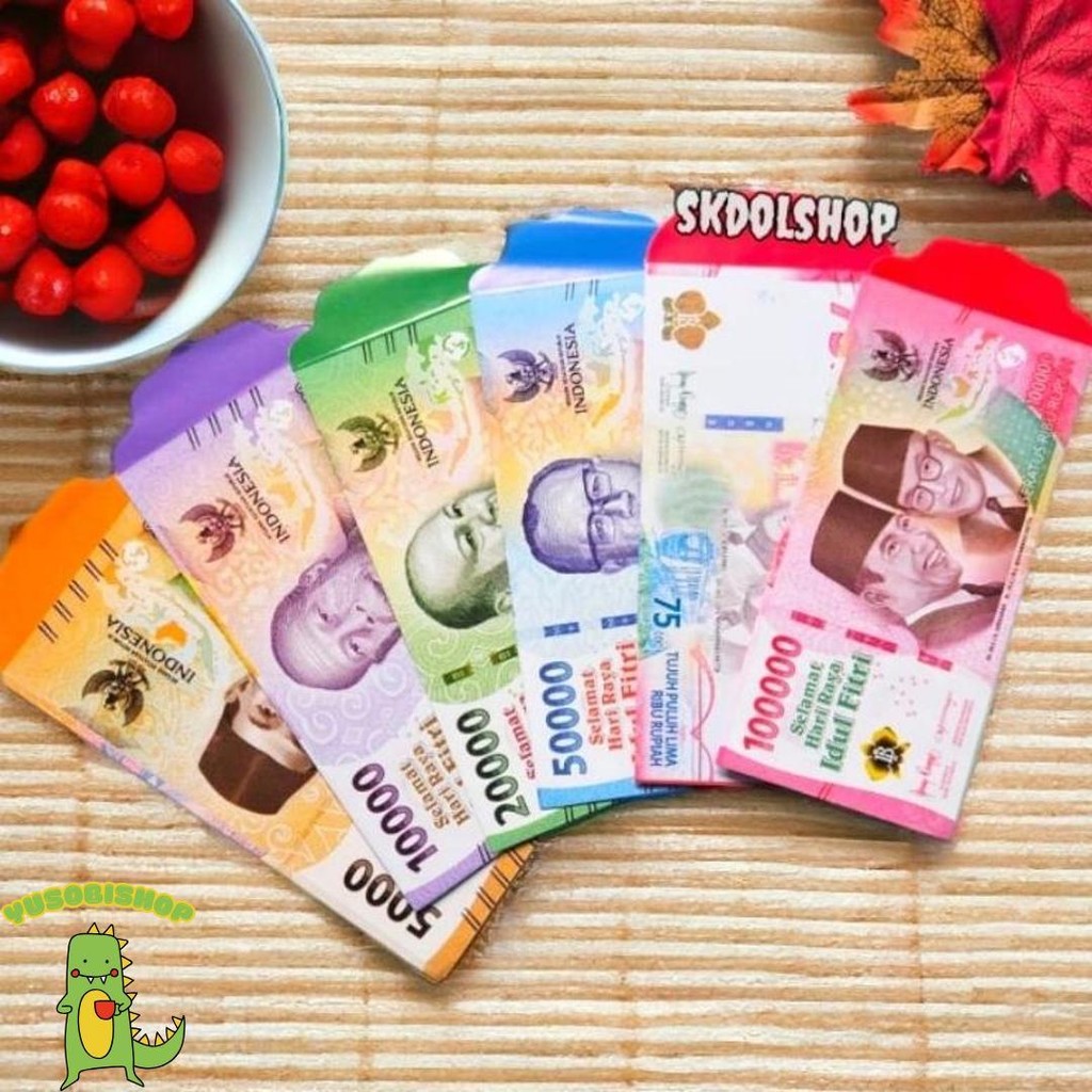 

100 Lembar Amplop Lebaran Angpau Lebaran Karakter Uang/Duit Ukuran Panjang Per Gambar Kilat