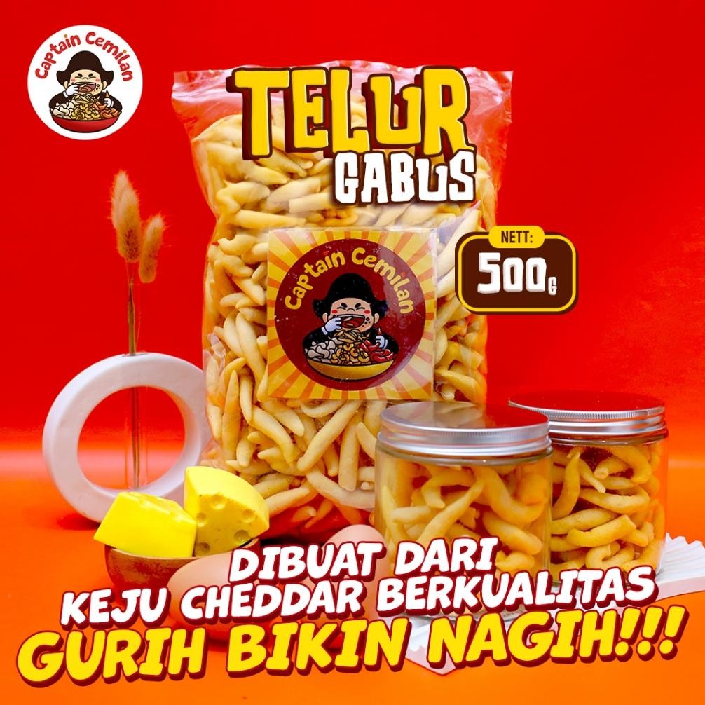 

500gram Telor Gabus Keju Asin Renyah stik keju Captain Cemilan keju cheese snack makanan ringan