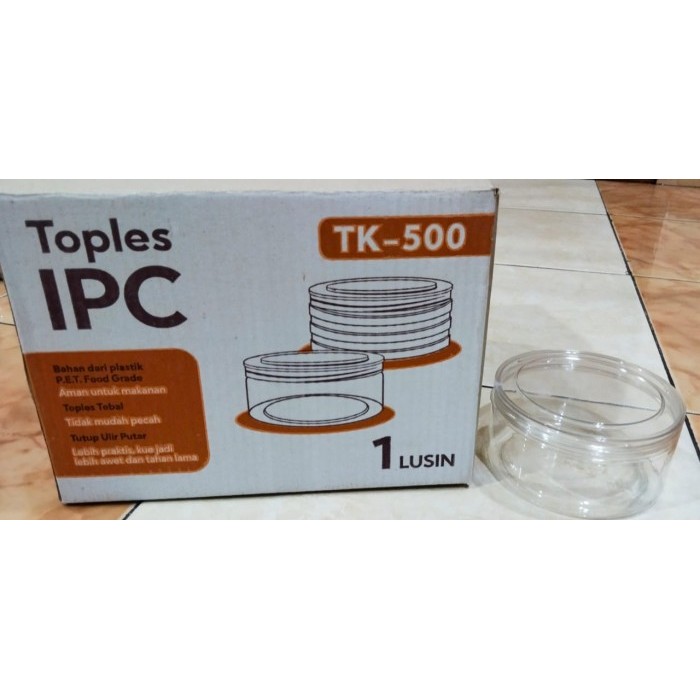 Toples Kue Nastar 500 Gram Anti Pecah Tutup Ulir / Toples Ipc Tk-500 / Model Bulat