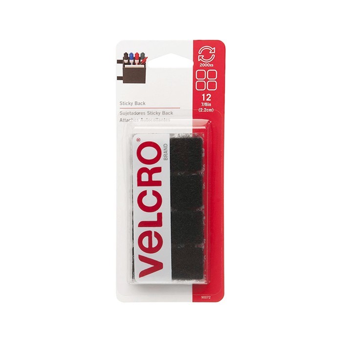 

VELCRO Sticky Back 7/8" Squares 12 Sets - Black