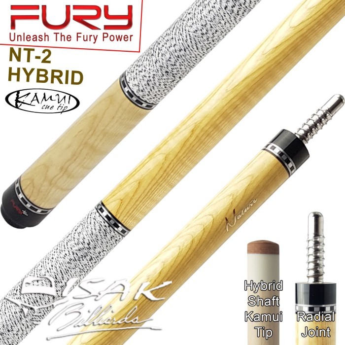 FURY HYBRID NT-2 CUE - LOW DEFLECTION SHAFT STICK BILLIARD KAMUI TIP KODE 754