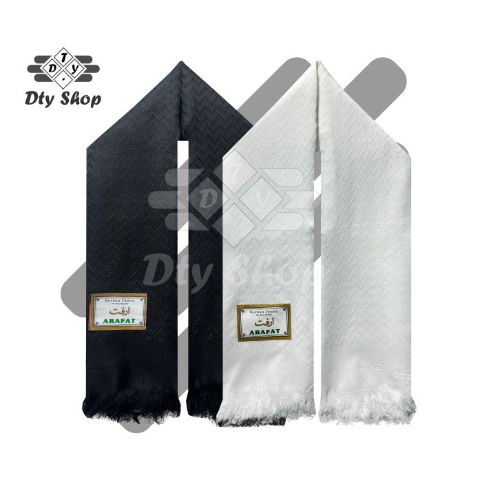 Sorban Sorban Arafat Songket Ful hitam dan Ful PutihSurban Haji Paling Murah - Hitam arab panjang mo