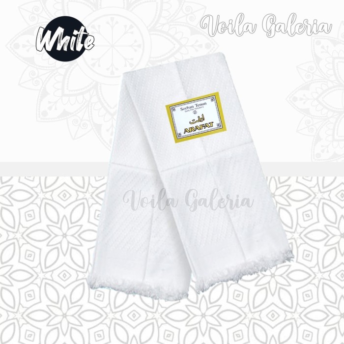Sorban Surban Putih Arafat Polos | Sorban Kain Arab | Grosir Haji - Putih halus arab panjang
