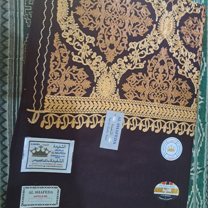 Sorban Sorban/Rida Kashmiri Full Sulam Padat Asli - Sulam Mewah 02, ± 2x1 Meter motif halus arab