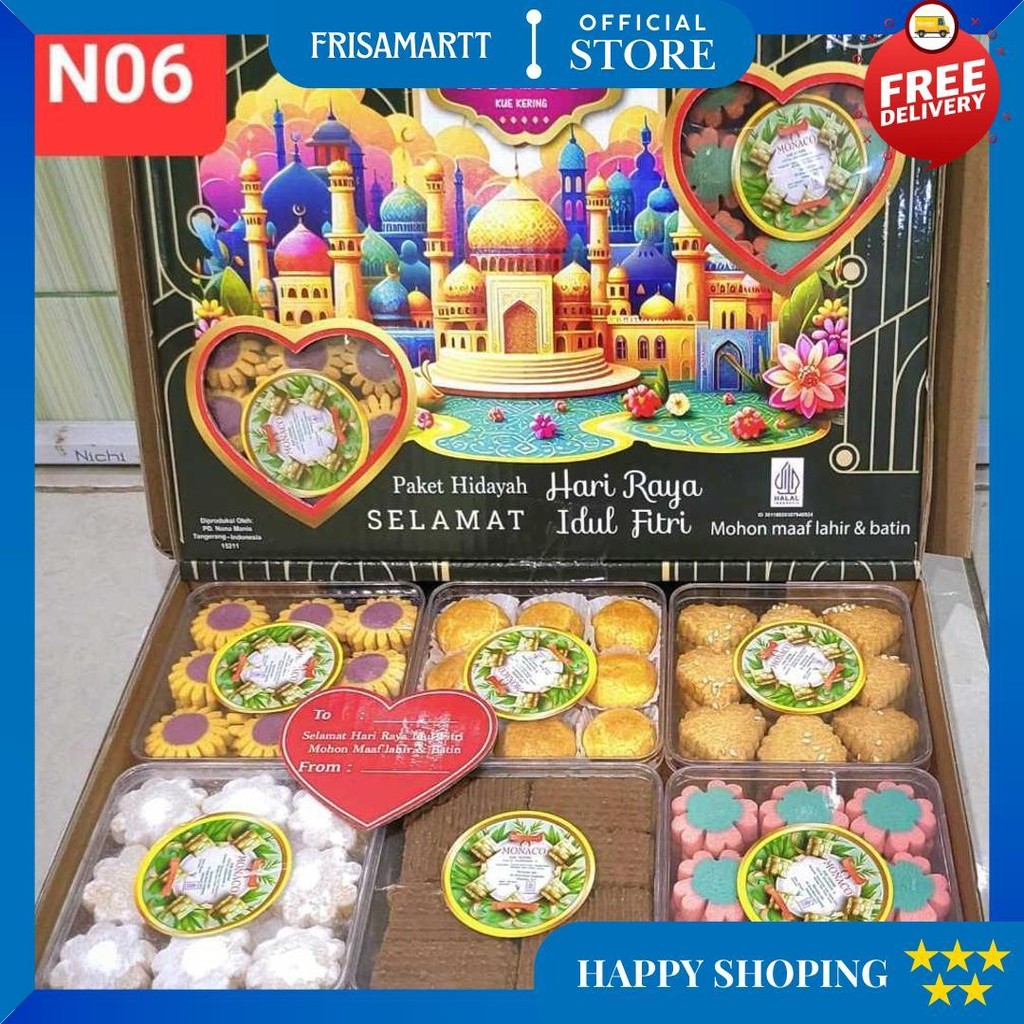 

Apazada - Kue Kering Lebaran Monaco Hidayah Halal / Hampers Kue Lebaran Paket 6 Toples Murah Enak D Termurah