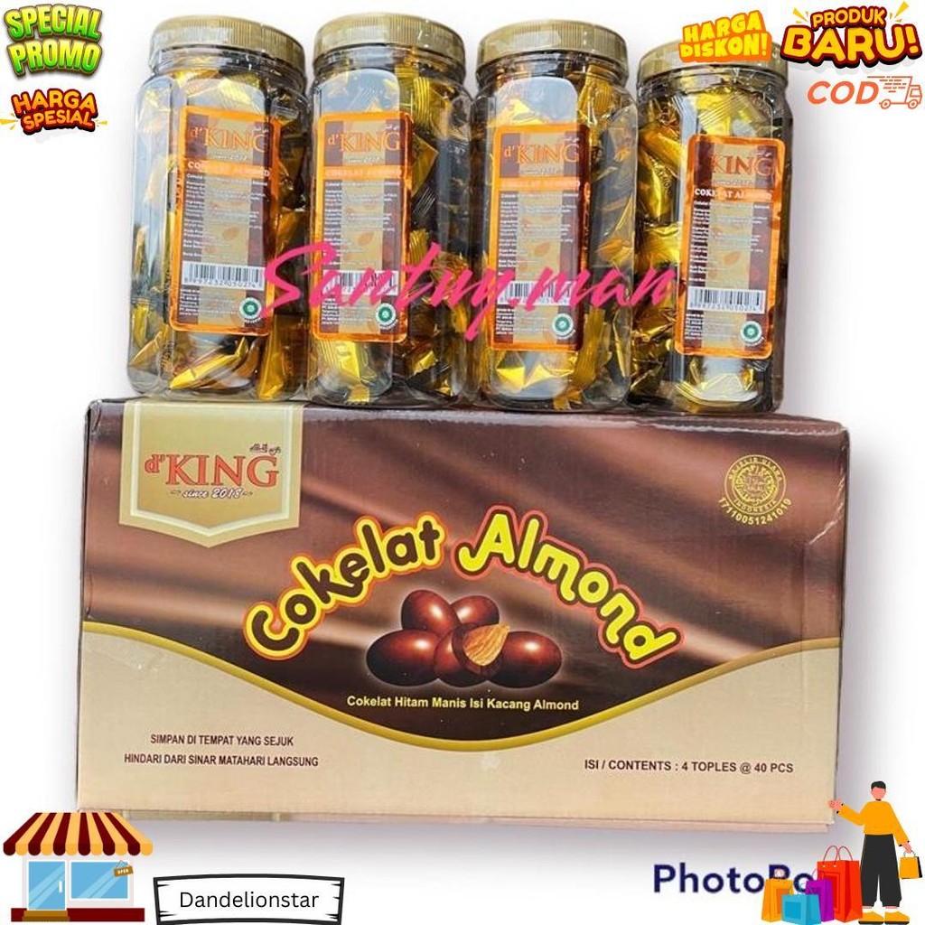 

Coklat Almond Musdalifah - 1 Kardus Cokelat Almond Isi 4 Toples D'King Exp 2025 Pilih Varian D Cod