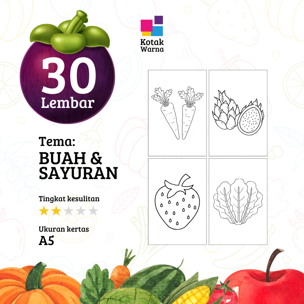 

Kertas Mewarnai Tema Buah dan Sayur / Lembar Mewarnai Tema Buah dan Sayur / Gambar Mewarnai Tema Buah dan Sayur / Mainan Edukasi Mewarnai Tema Buah dan Sayur / Untuk Anak Usia Dini / Untuk Anak Usia 4 5 6 7 8 9 Tahun