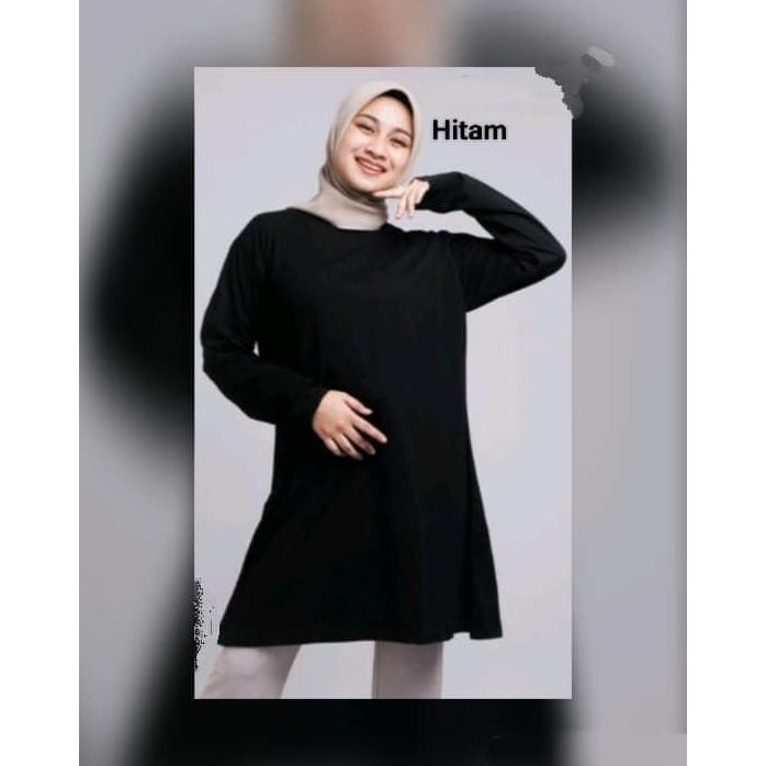 ( Bisa Cod ) Kaos Tunik Polos - Kaos Tunik Perempuan Dewasa - Kaos Polos Tunik Muslimah Lengan Panja