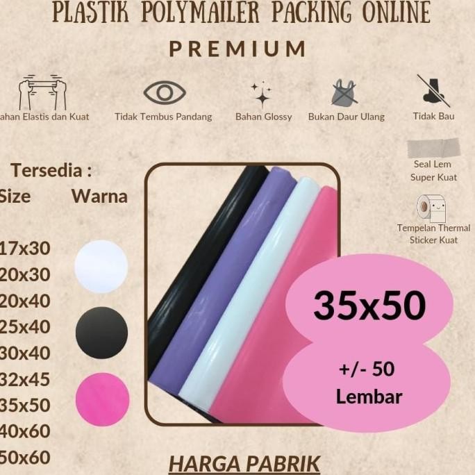 

Polymailer Putih 35x50 Amplop Plastik Packing Olshop Pink 50 lbr Hitam