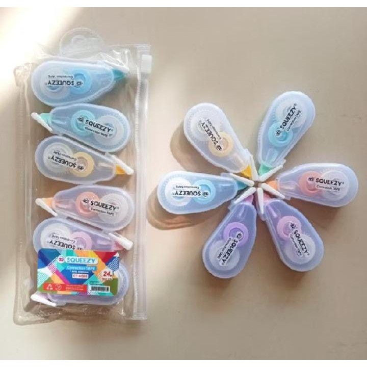 

GROSIR Tip Ex Pita Mini SQUEEZY CT-SQ05 Pastel Colors Correction Tape 5mm x 4M Kecil Murah Berkualitas | 1 PACK ISI 6 BIJI