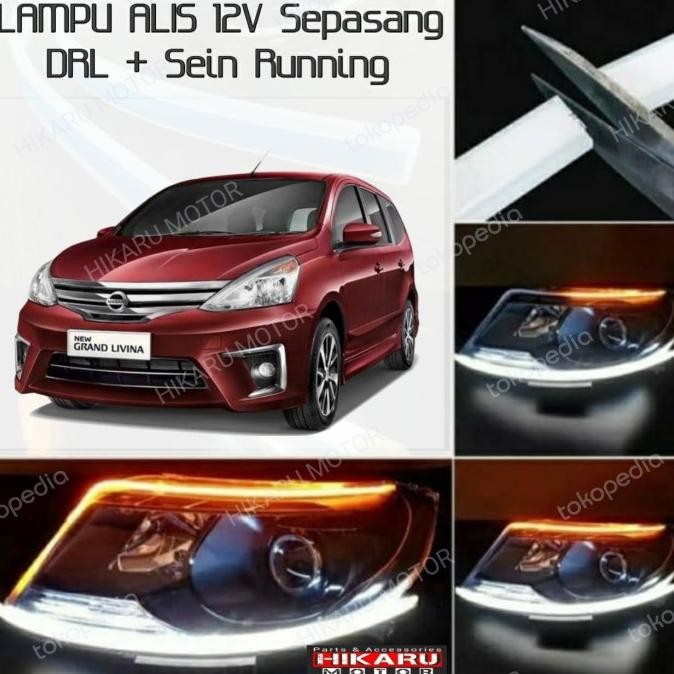 Lampu Alis Mobil GRAND LIVINA Led DRL Sein Jalan Waterproof Sepasang