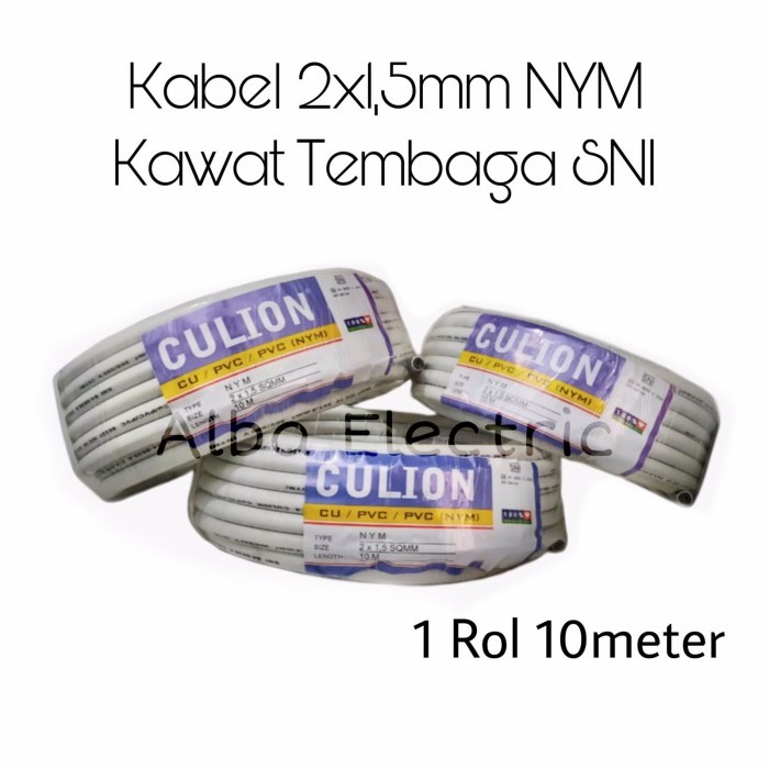 BEST KABEL LISTRIK 2X1,5 10 METER CULLION KABEL NYM 2X1.5 SNI TEMBAGA 10 M