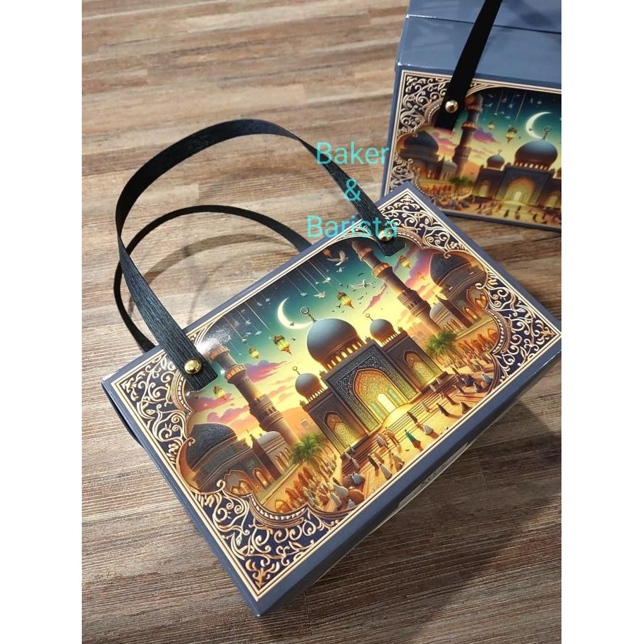 

{{{{}}] Box Lebaran Java Blue 19x9cm 2toples kue kering lebaran parcel box