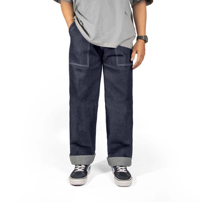 OUTRICH - CELANA FATIGUE DENIM REGULER / FATIGUE DENIM BLUE BLACK