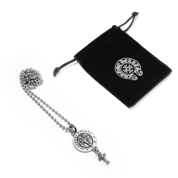 Chrome Hearts Round Angel Medallion Baby Cross Pendant Necklace