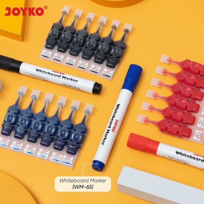 

JOYKO WHITEBOARD MARKER REFILLABLE BLACK BLUE RED SPIDOL PAPAN TULIS JOYKO HITAM BIRU MERAH BISA DIHAPUS LUSIN BOX [12PCS]