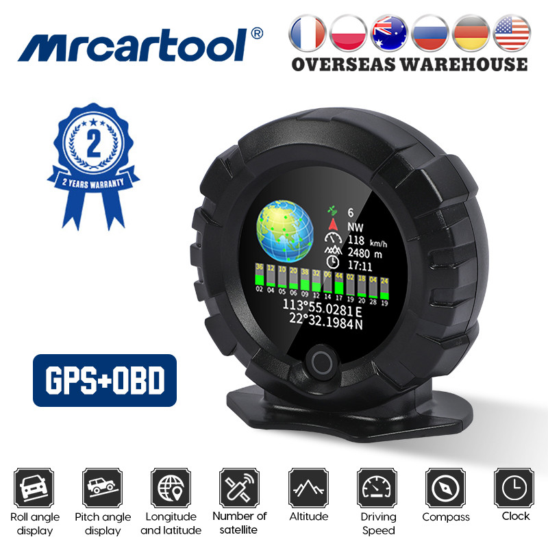 GC M96  Auto 4X4 Digital GPS Inclinometer OBD2 Pitch Slope Angle Meter Off-road Car Accessories HUD 