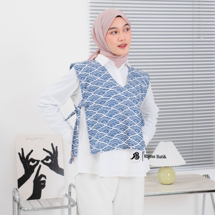 Vest Batik Wanita Rompi Batik Atasan Wanita Outer Batik Modern Vest