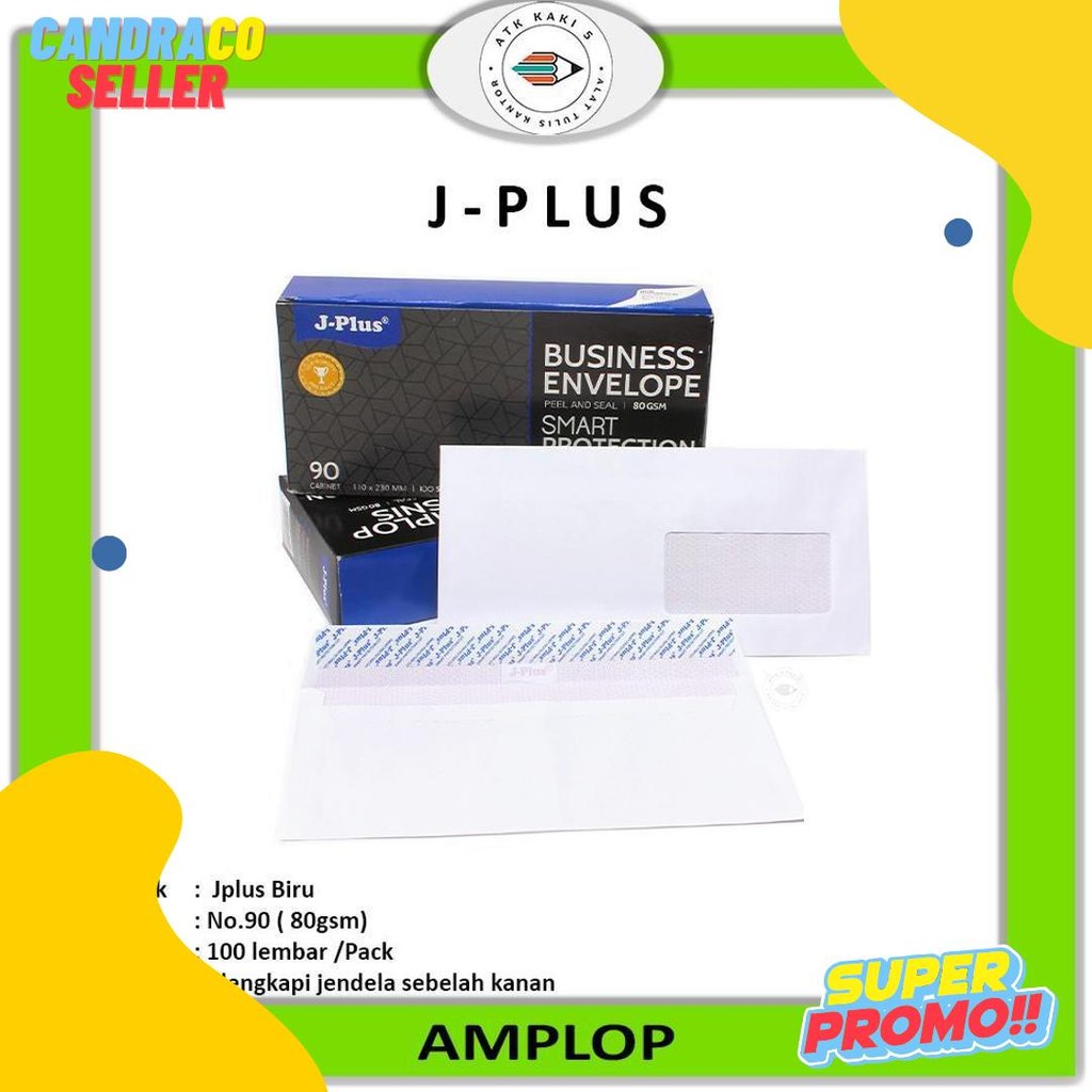 

J-Plus - Amplop Putih Jendela Kanan / Amplop Window No.90 Biru - Pack Terlengkap Dan Termurah