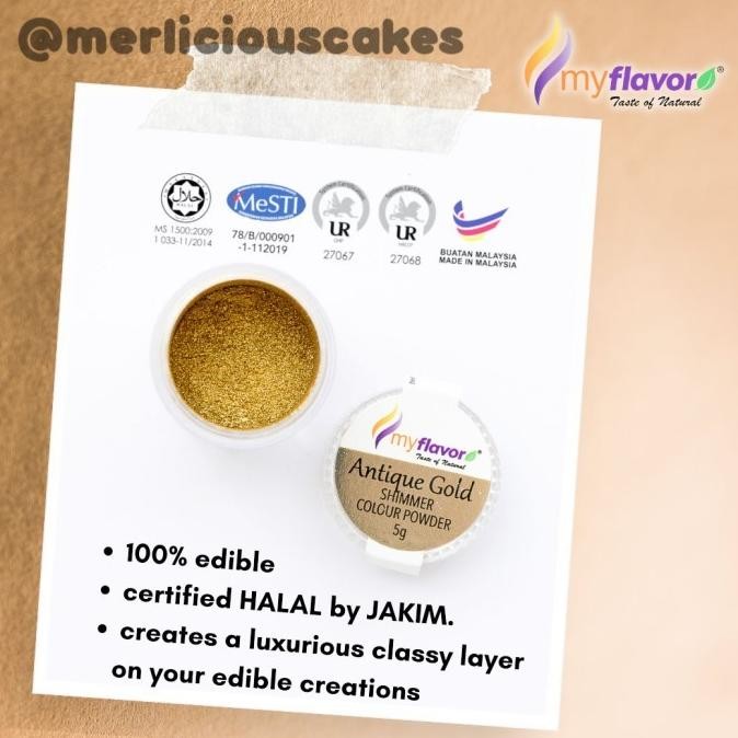 

] My Flavor Antique Gold Lustre Dust Powder Halal