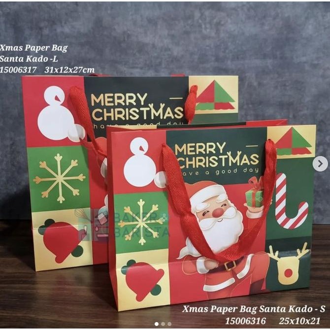 @#@#@#] Xmas Paper Bag Santa Kado parsel paperbag natal xmas goodies import