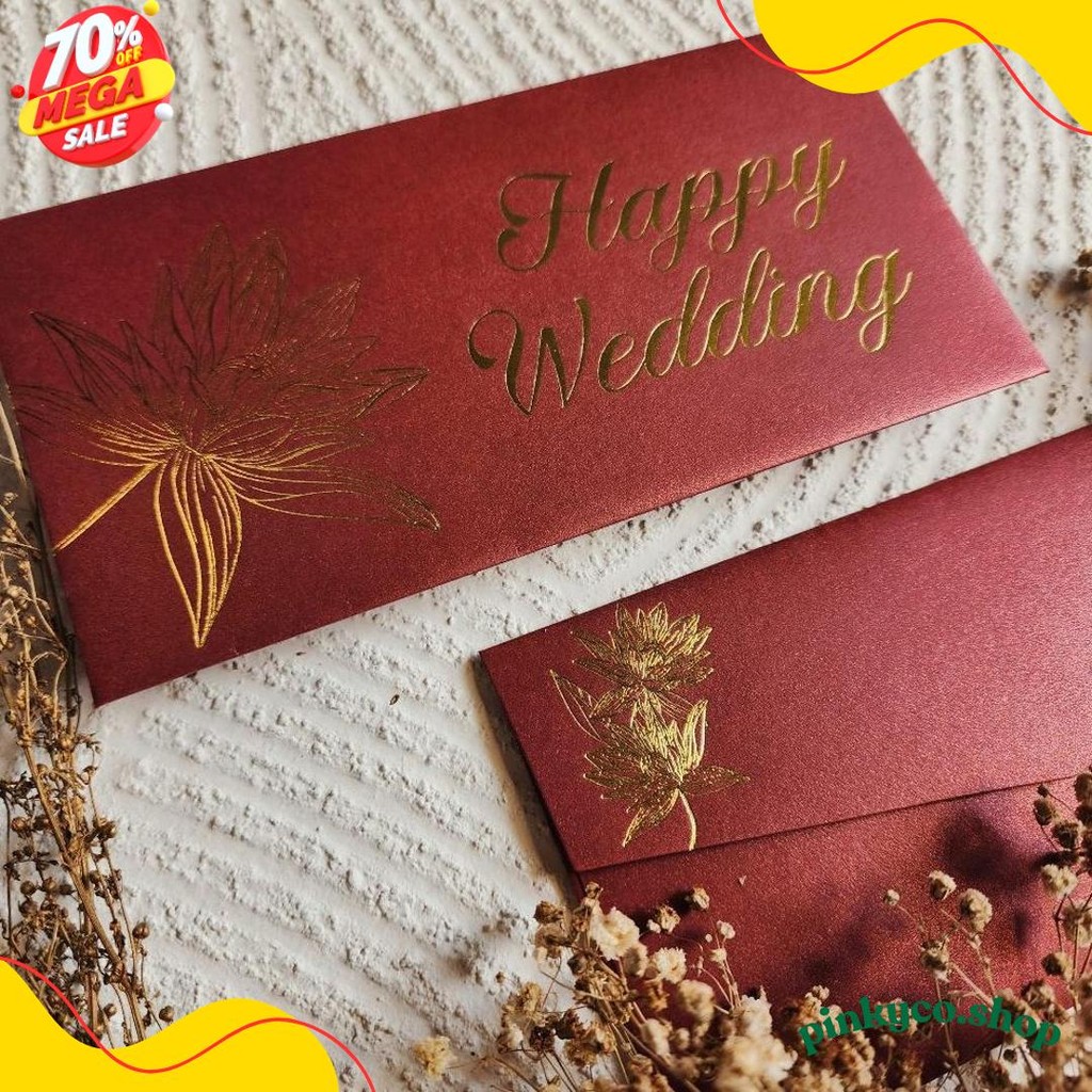 

Amplop Uang Horizontal Besar 9.5X18.5Cm Happy Wedding Congratulations / Angpao Selamat Bahan Fancy Jasmine / Angpau Wedding / Angpau Congratulations (Isi 10 Pcs) Diskon