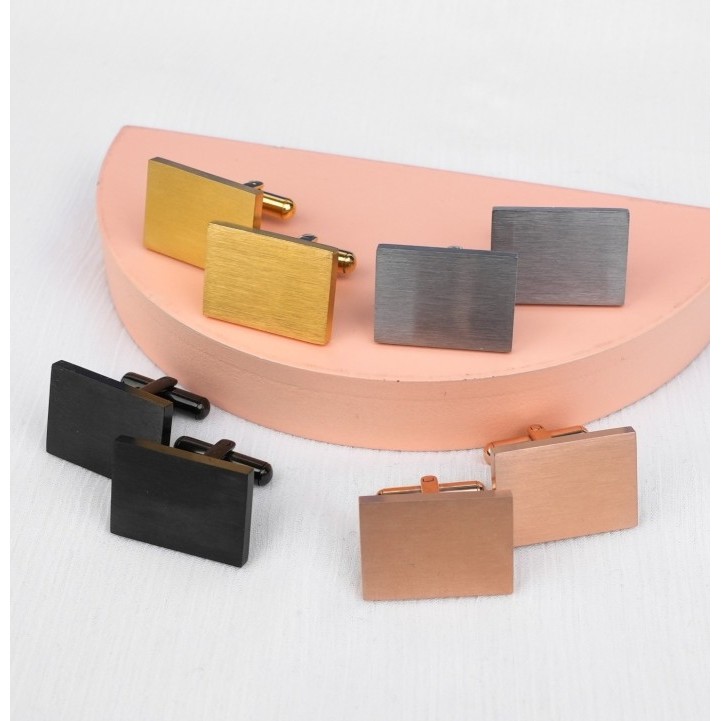 Cufflink Kotak Pria Mewah Silver Stainless Steel Thobe Kabak Square