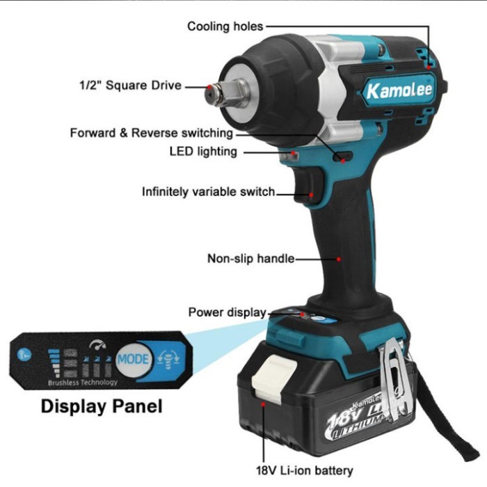 Kamolee Dtw700 1800Nm Impact Wrench Cordless - Mesin Impact Wrench