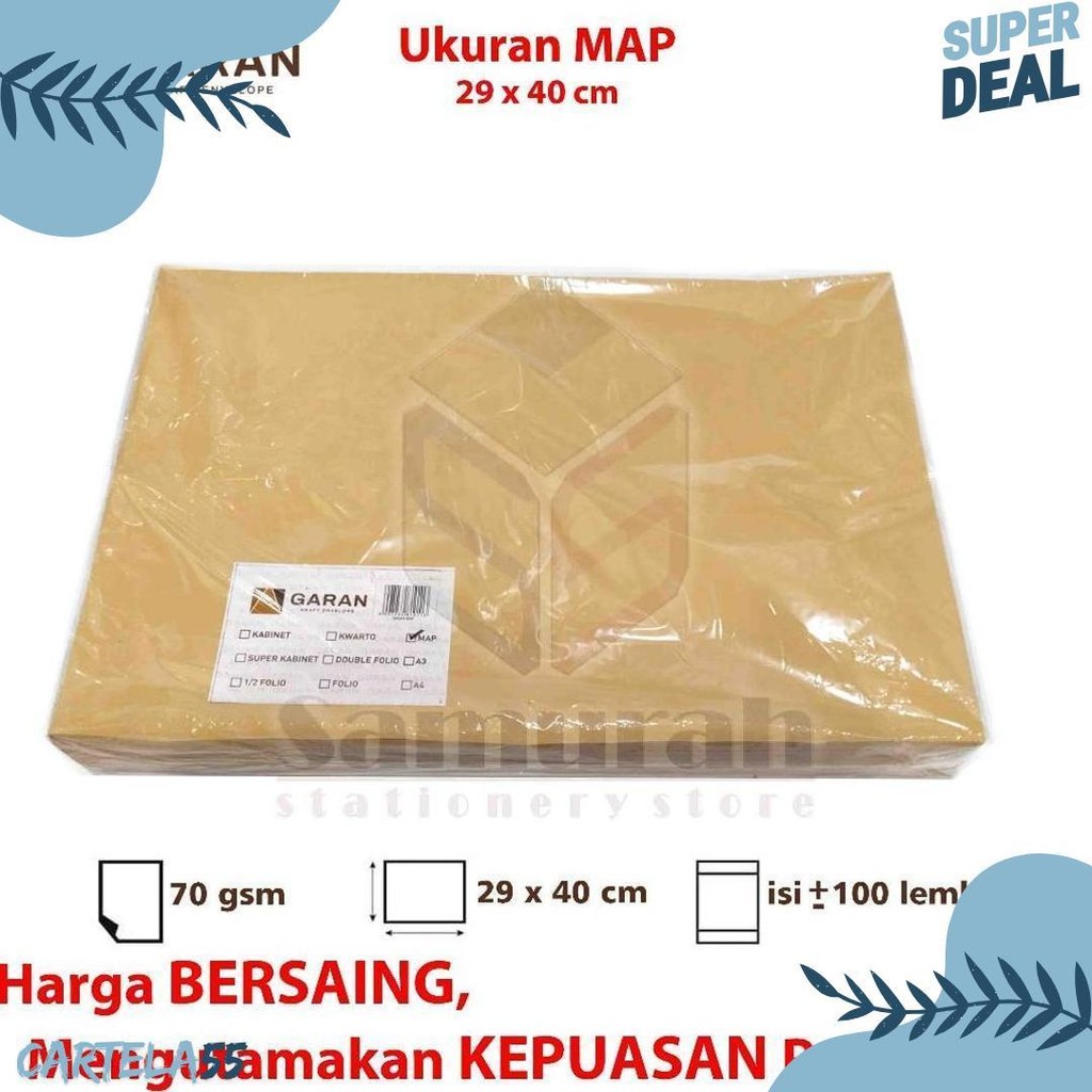 

Amplop Kertas Coklat Garan Ukuran Map 29 X 40 Cm / Amplop Dokumen Besar 1 Pak Isi 100 Lembar Tebal 70 Gsm / Gram 29X40 Flash Sale! Diskon Hingga 70%