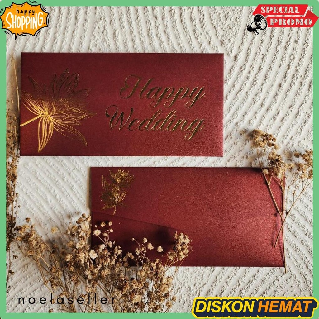 

Amplop Uang Horizontal Besar 9.5X18.5Cm Happy Wedding Congratulations / Angpao Selamat Bahan Fancy Jasmine / Angpau Wedding / Angpau Congratulations (Isi 10 Pcs) Flash Sale! Diskon Hingga 70%