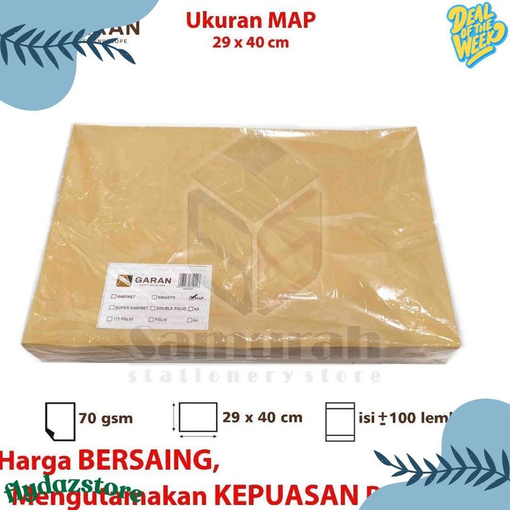

Amplop Kertas Coklat Garan Ukuran Map 29 X 40 Cm / Amplop Dokumen Besar 1 Pak Isi 100 Lembar Tebal 70 Gsm / Gram 29X40 Terlaris! Produk Ini Banyak Dicari