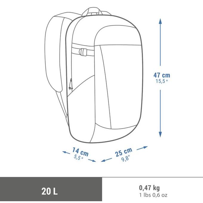 Quechua Tas Ransel Hiking NH100 20L Backpack Original - Purple Terlaris