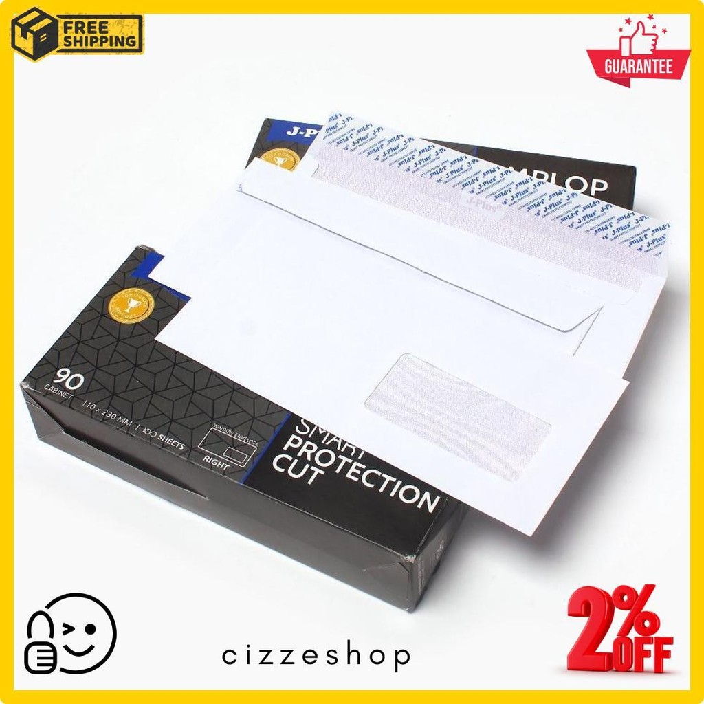 

J-Plus - Amplop Putih Jendela Kanan / Amplop Window No.90 Biru - Pack Diskon Setengah Harga