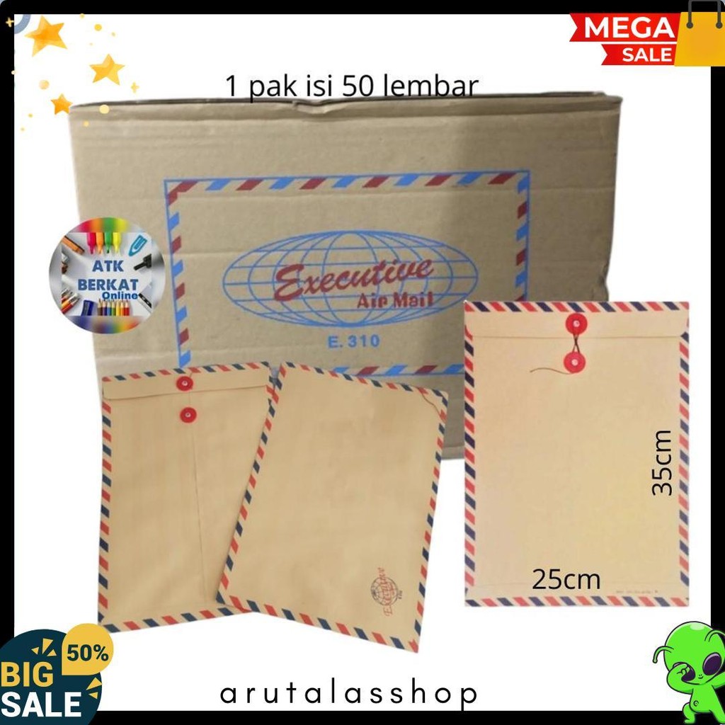 

[50 Pcs] Amplop Coklat Folio Tali 310 Airmail Diskon