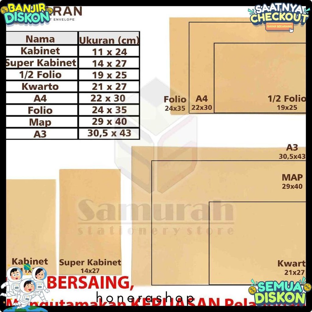 

Amplop Kertas Coklat Garan Ukuran A4 22 X 30 Cm / Amplop Dokumen 22X30 1 Pak Isi 100 Lembar Tebal 70 Gsm - Gram Terlaris! Produk Ini Banyak Dicari