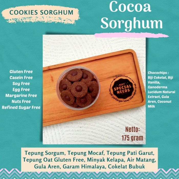 

COCOA SORGHUM Cookies Cokelat FREE of Gluten Dairy Egg Refined Sugar