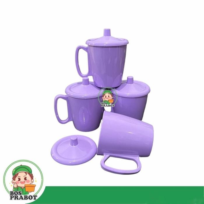 6 PCS MUG SEMI MELAMIN DENGAN TUTUP / MUG MELAMIN TUTUP 300ML / MUG MELAMIN Minuman Kitchenware