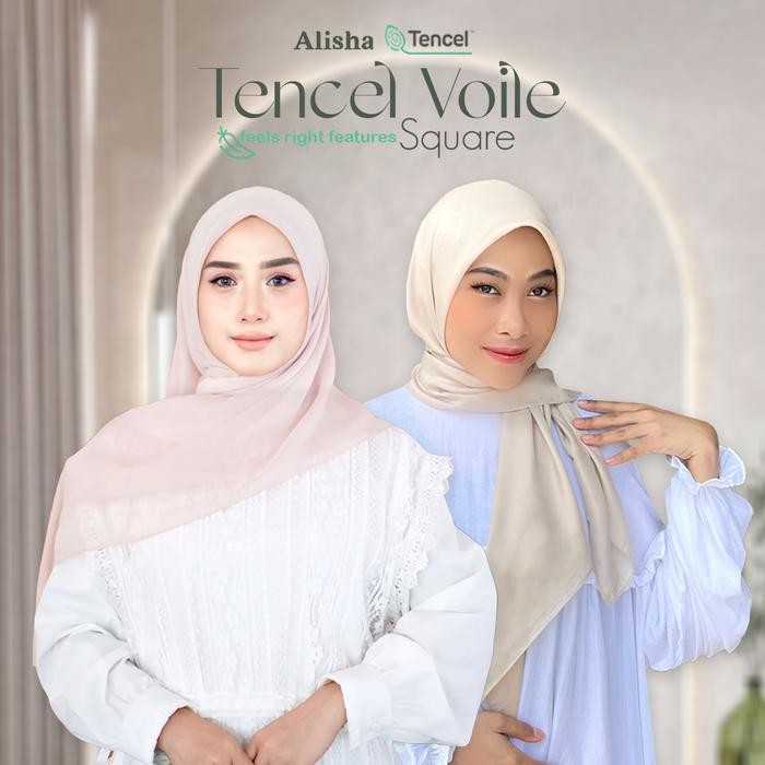 Tencel Square - Alisha (Hijab Muslim Segi Empat) New Best Quality Asli 100% Original