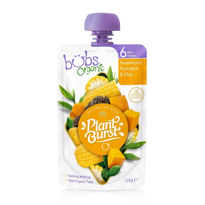 

Bubs Organic Sweetcorn Pumpkin & Chia 120g