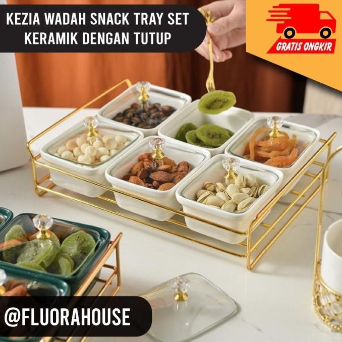 Kezia Wadah Snack Tray Set Keramik Dengan Tutup