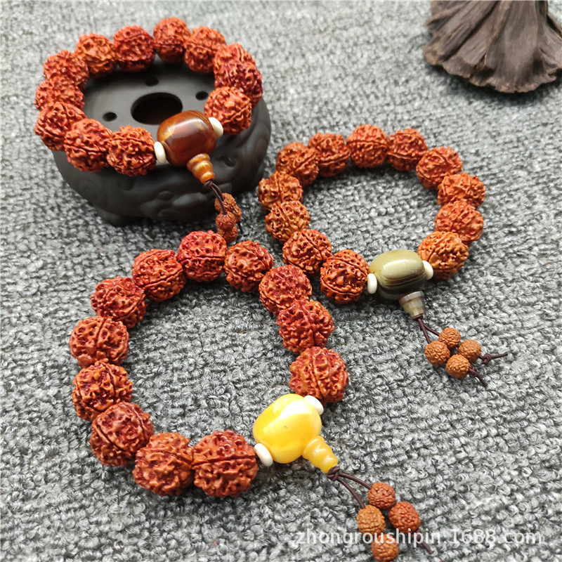 Nepal Vajra Bodhi Bracelet Five Petals20mm Bodhi Bead Bracelet with Accessories for Buddhist Prayer 