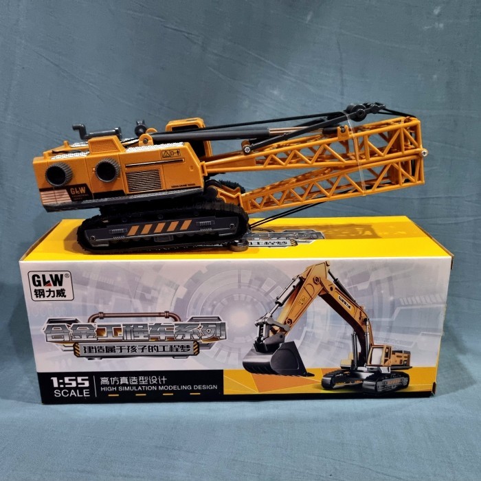 PROMO Diecast Mobile Crane Crawler konstruksi alatberat 1:55 GLW engineering