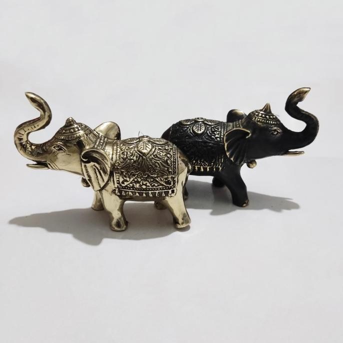 ------] Patung Gajah Kuningan Elephant Brass Gajah Thailand Fengshui Dekorasi