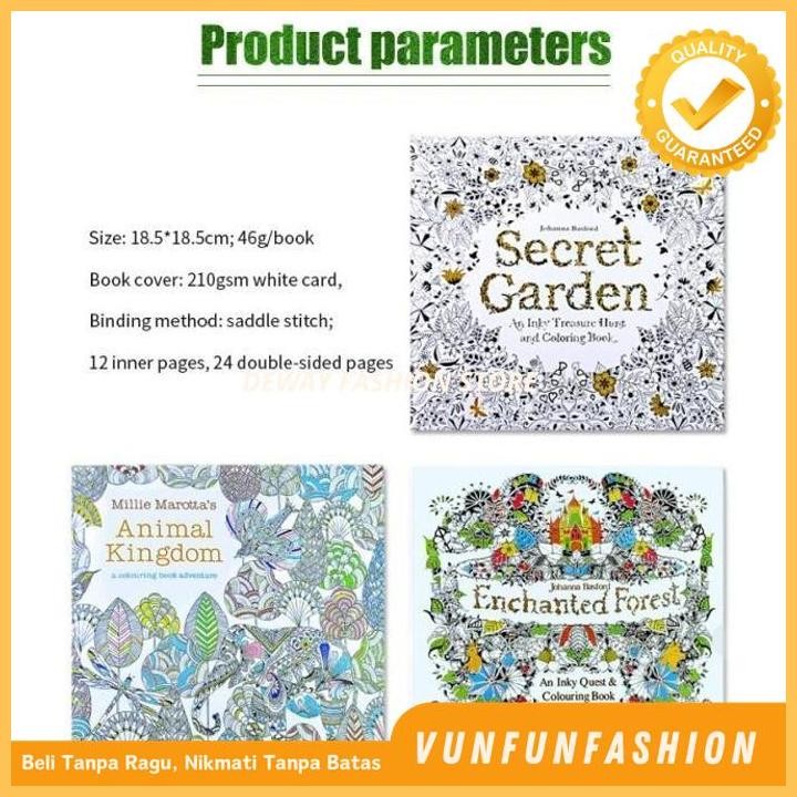 BUKU MEWARNAI COLORING BOOK DEWASA SECRET GARDEN ANTI STRESS ART TERMURAH